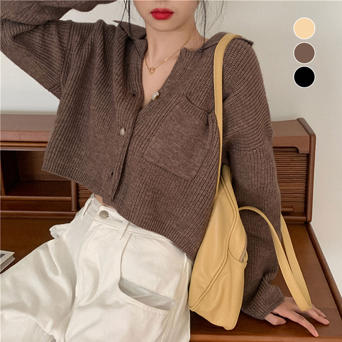 Short knit cardigan top