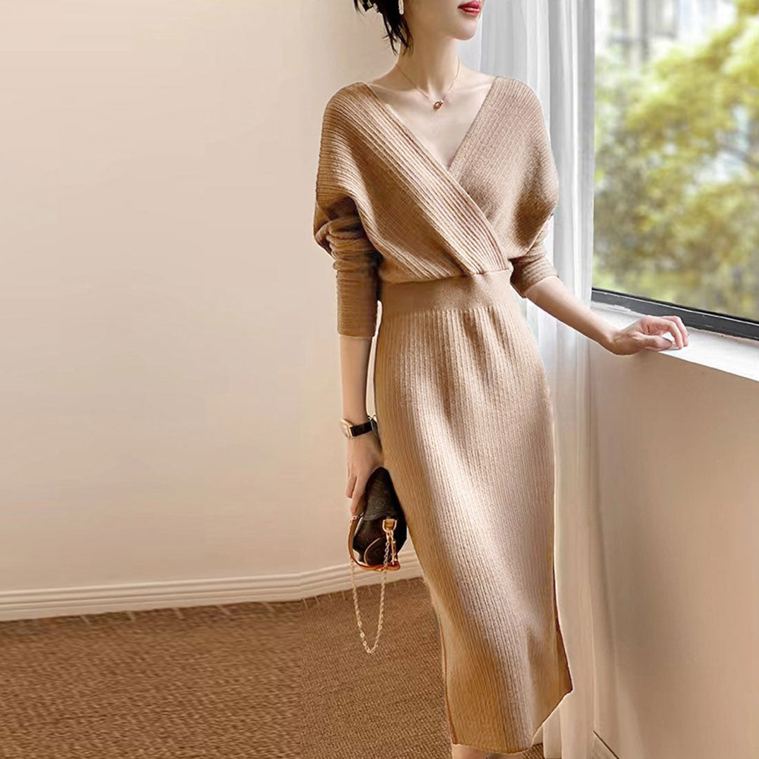 Cache-Coeur Knit Dress Korean Style Cache-Coeur Knit Dress Korean Style