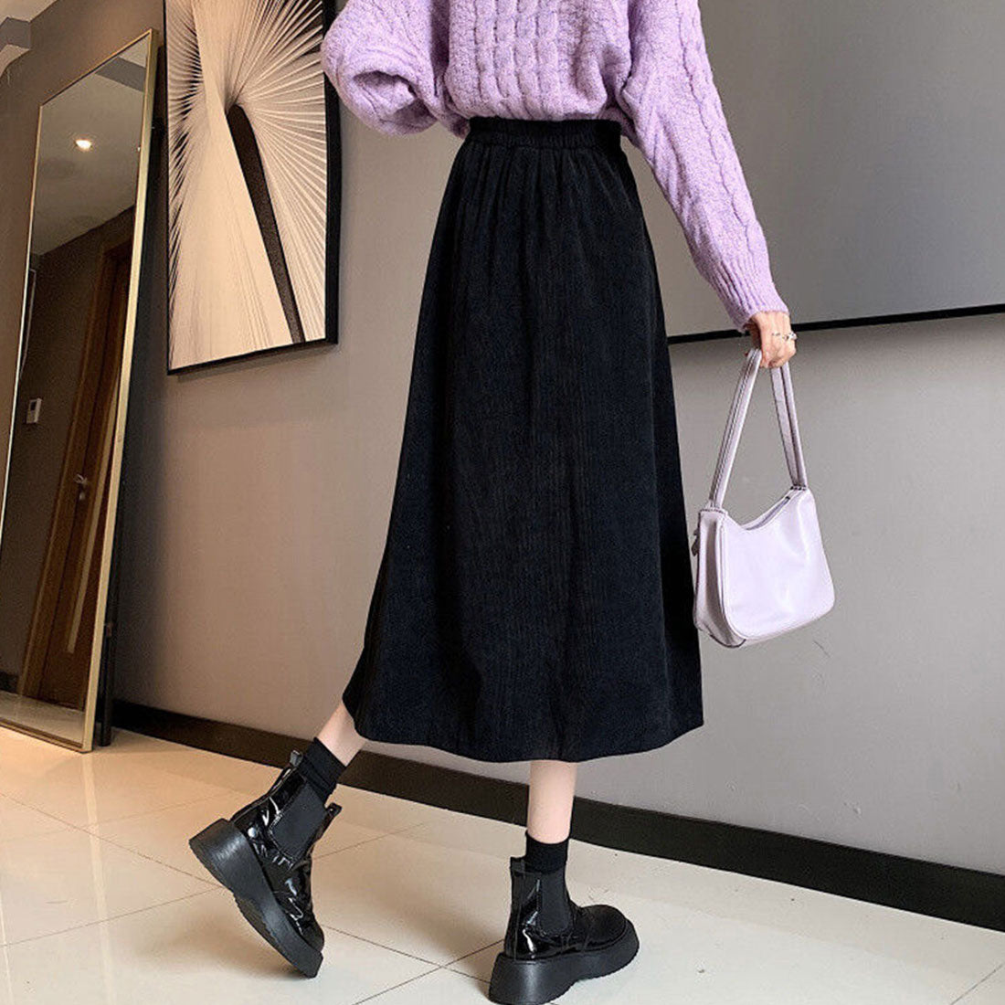 コーデュロイスカート 秋冬フレアスカート