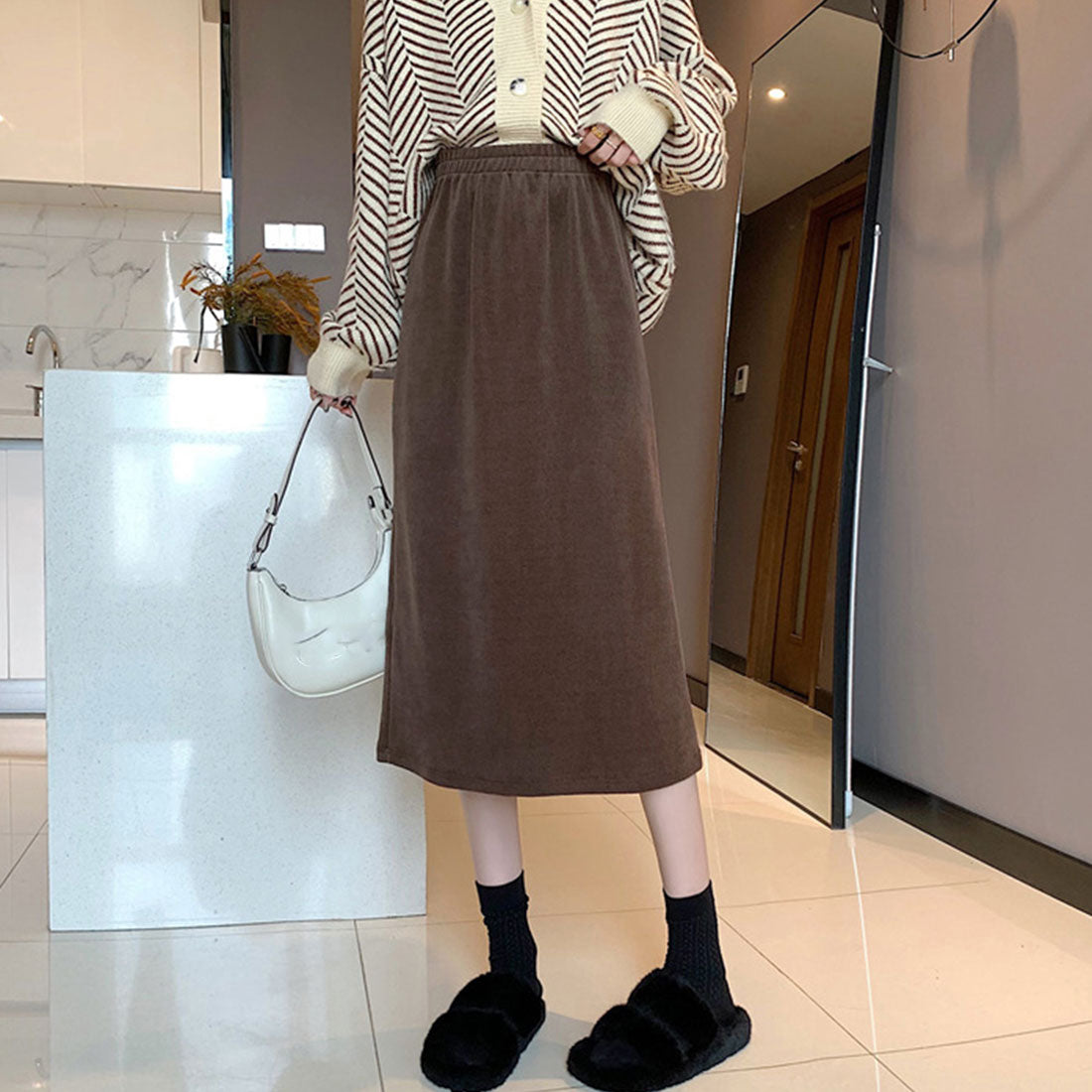 コーデュロイスカート バックスリット秋冬