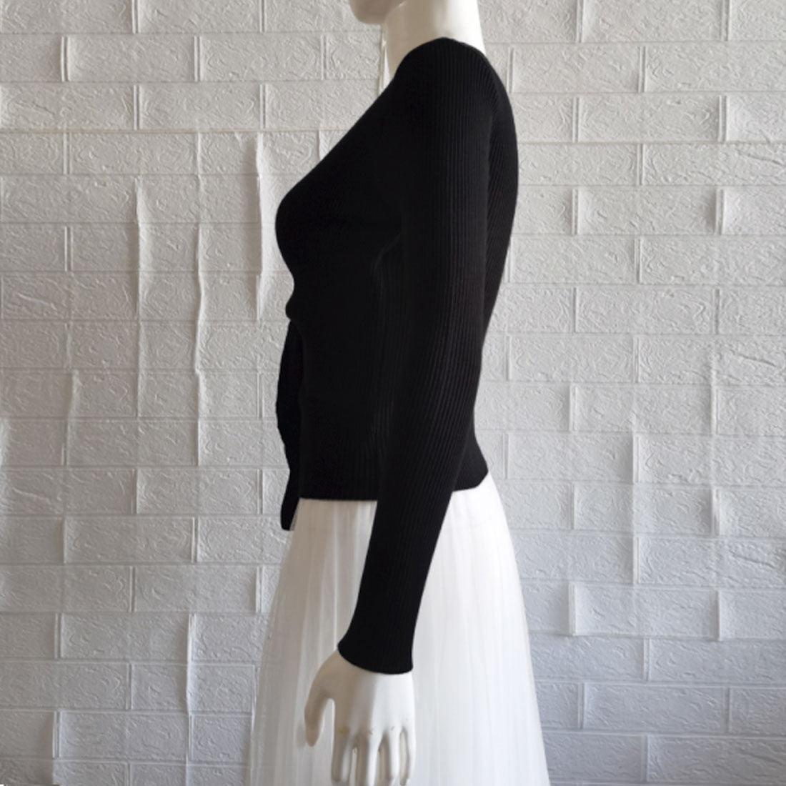 カシュクールリブニットトップス 大人秋服