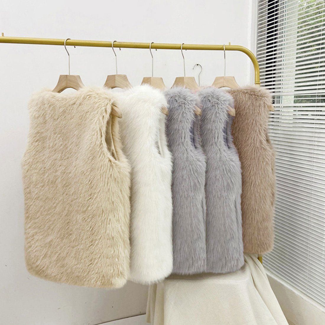 Eco fur vest, Korean style vest for women