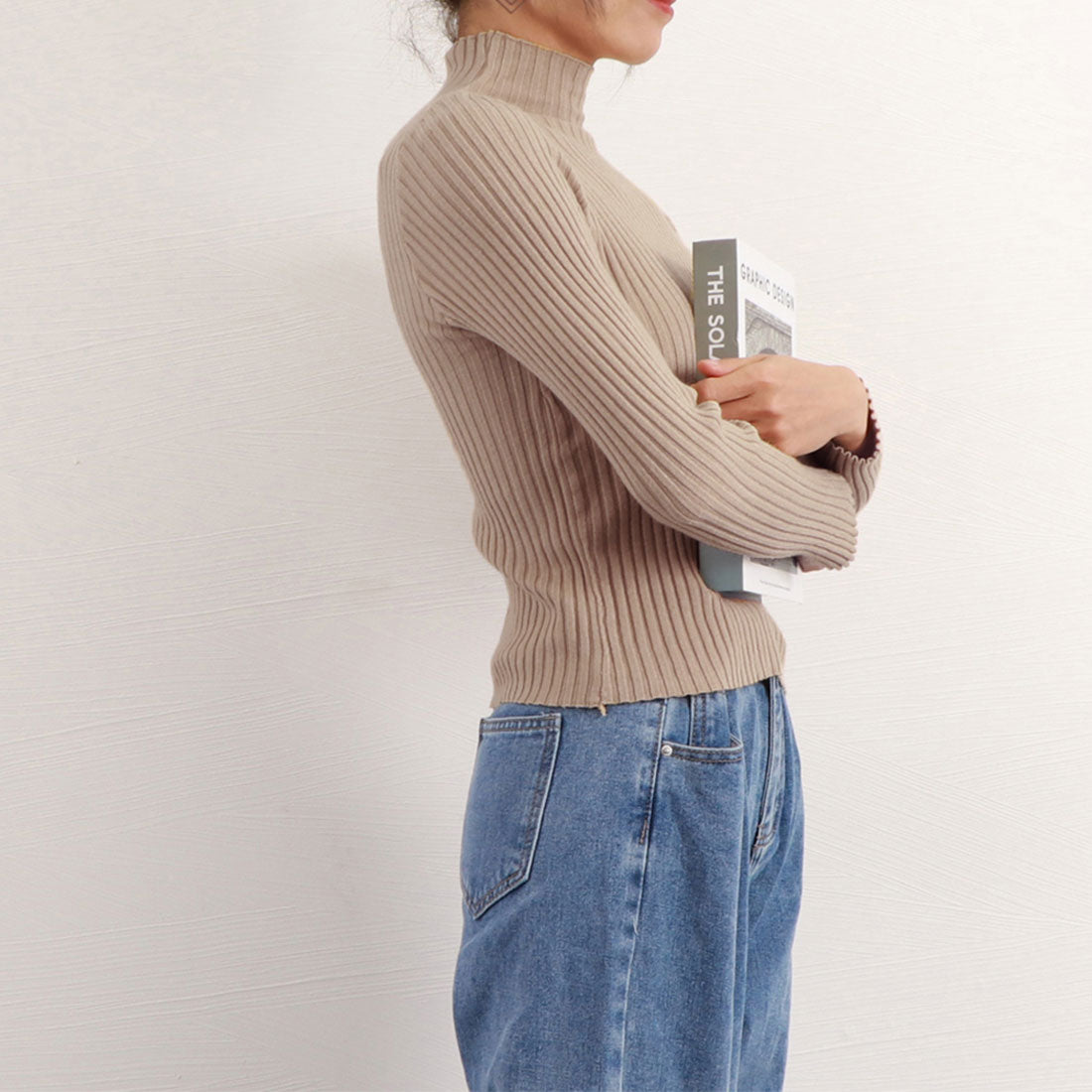 Women's Bottle Neck Rib Knit Top