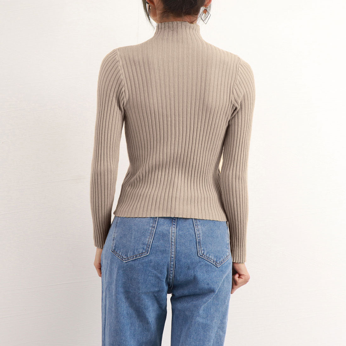Women's Bottle Neck Rib Knit Top