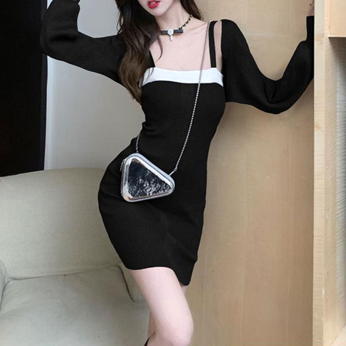 Knit bolero mini dress set