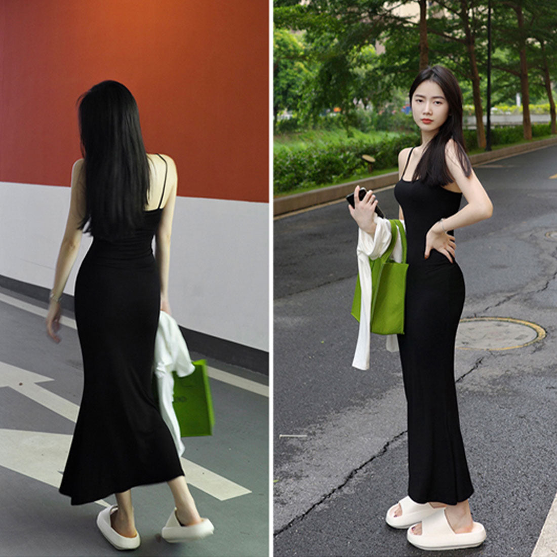 キャミワンピースロング丈ボディコンワンピ