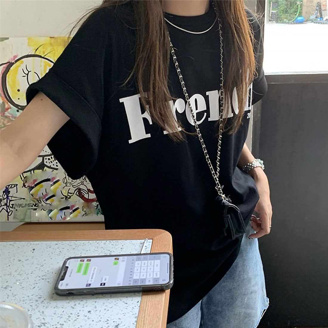 フレンチスリーブ 英字ロゴTシャツ 韓国