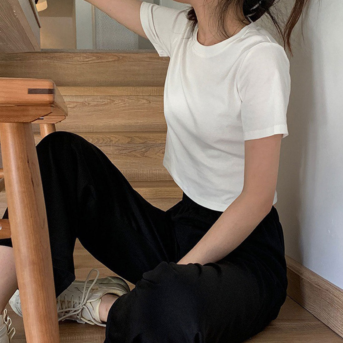ショート丈tシャツ へそ出し 8色 夏