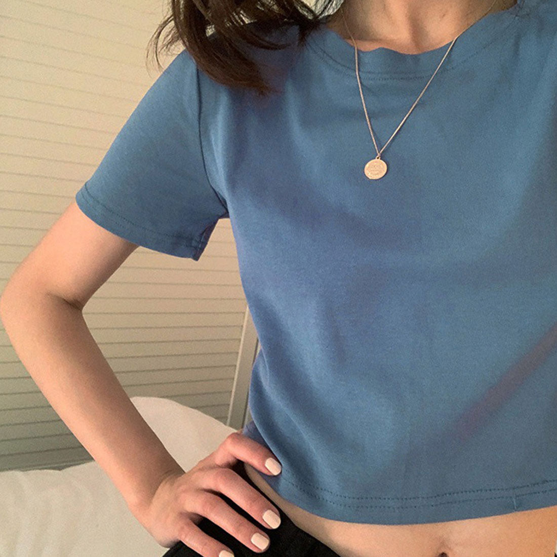 ショート丈tシャツ へそ出し 8色 夏
