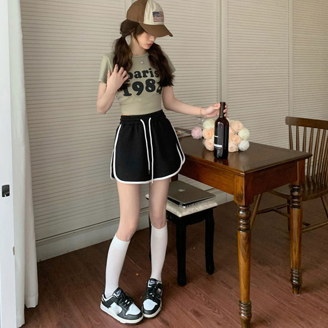 韓国ショートパンツ レディース スポーツ ホワイト