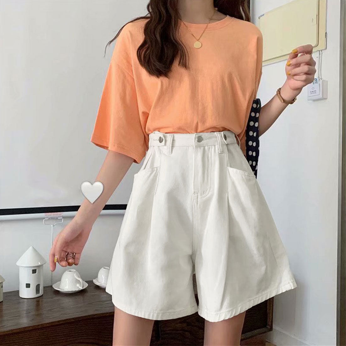 ロールアップ デニムショートパンツ 美脚