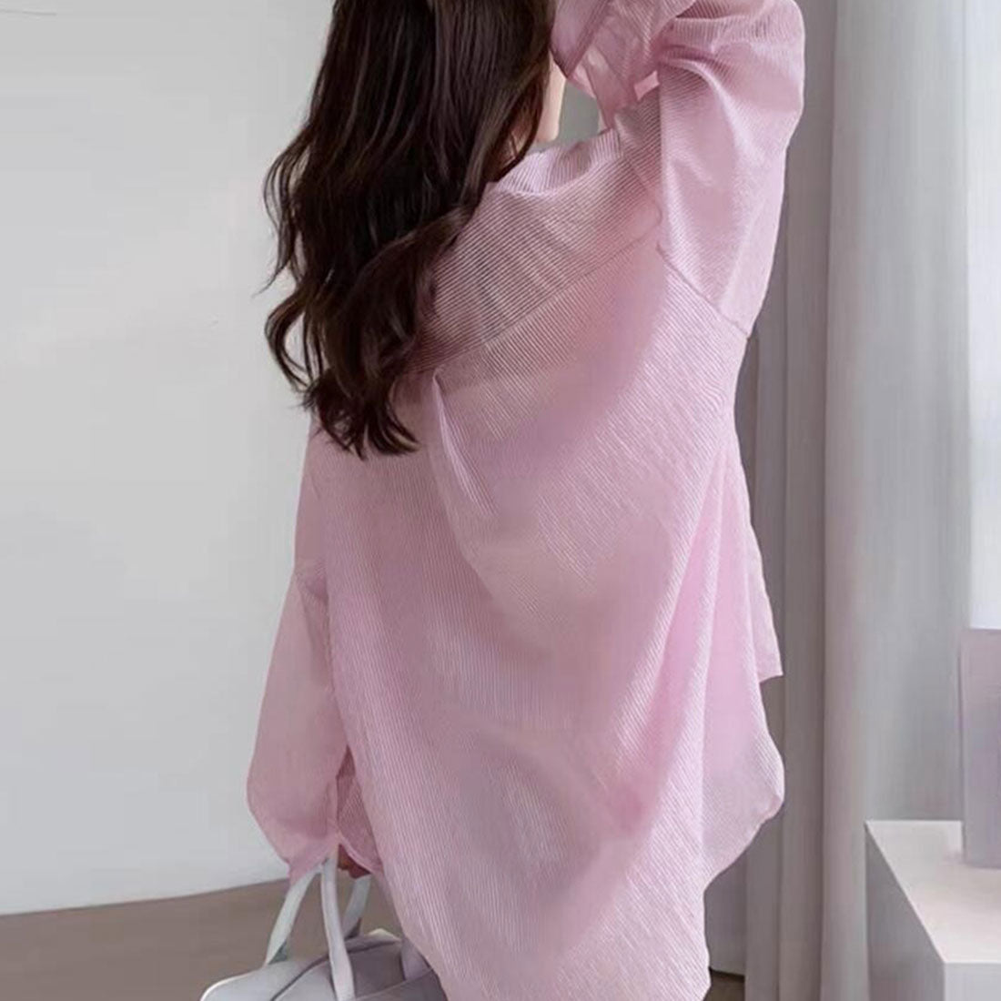 ストライプ ブラウス シアーシャツ 夏服
