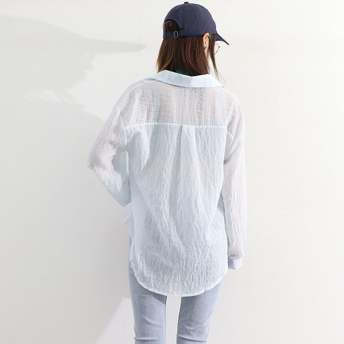 ストライプ ブラウス シアーシャツ 夏服