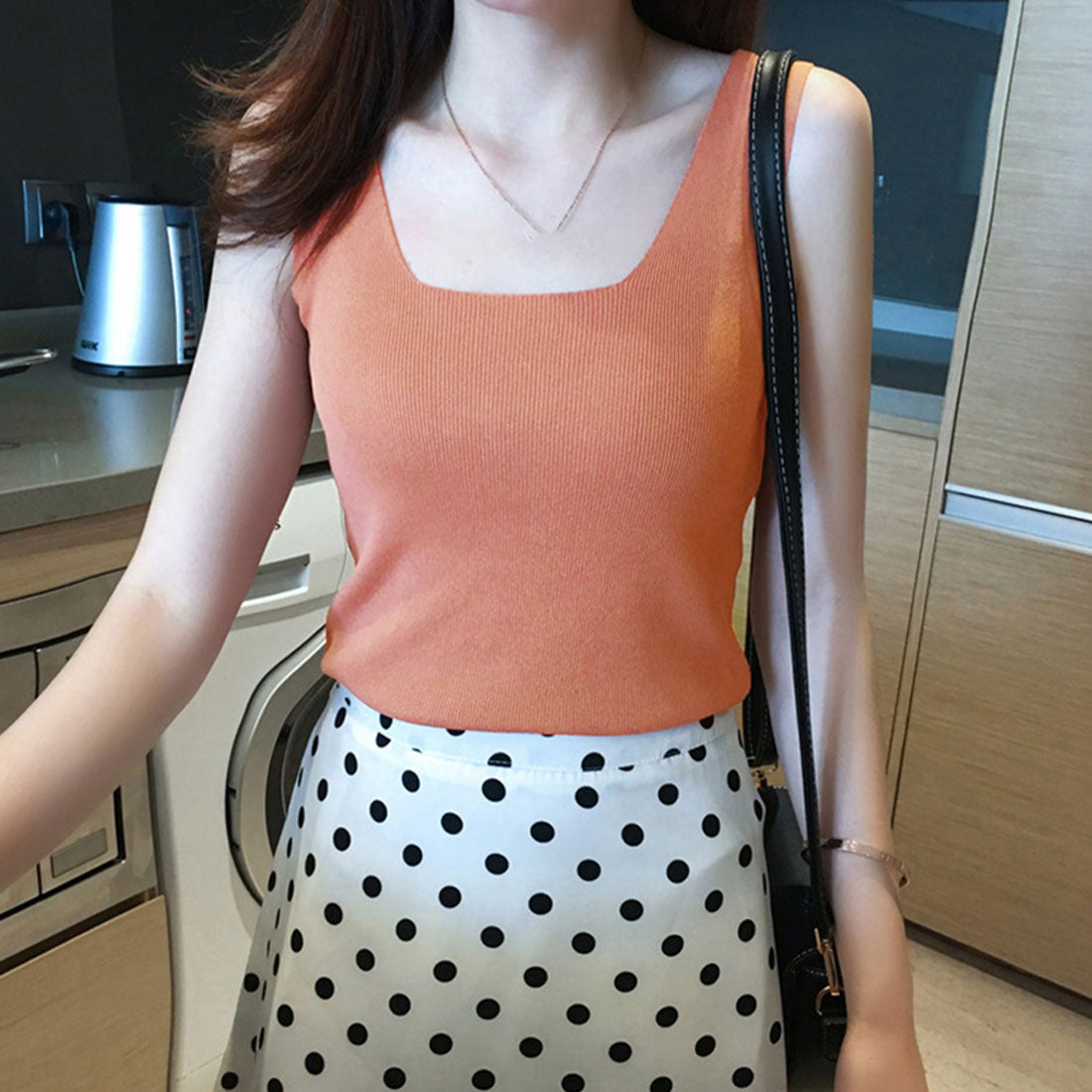 Tank top square neck summer knit