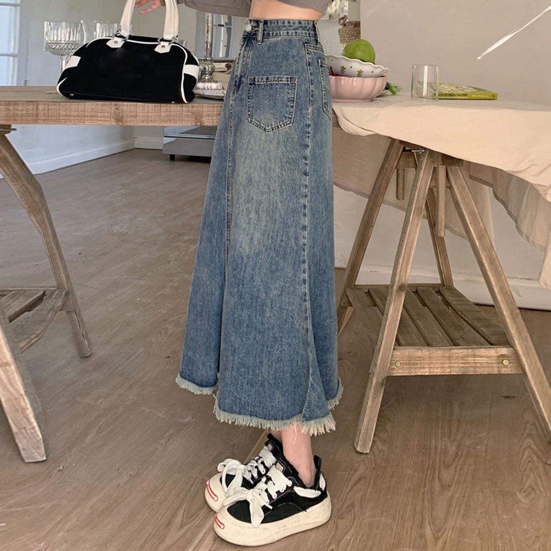 デニムスカート ロング Aラインスカート