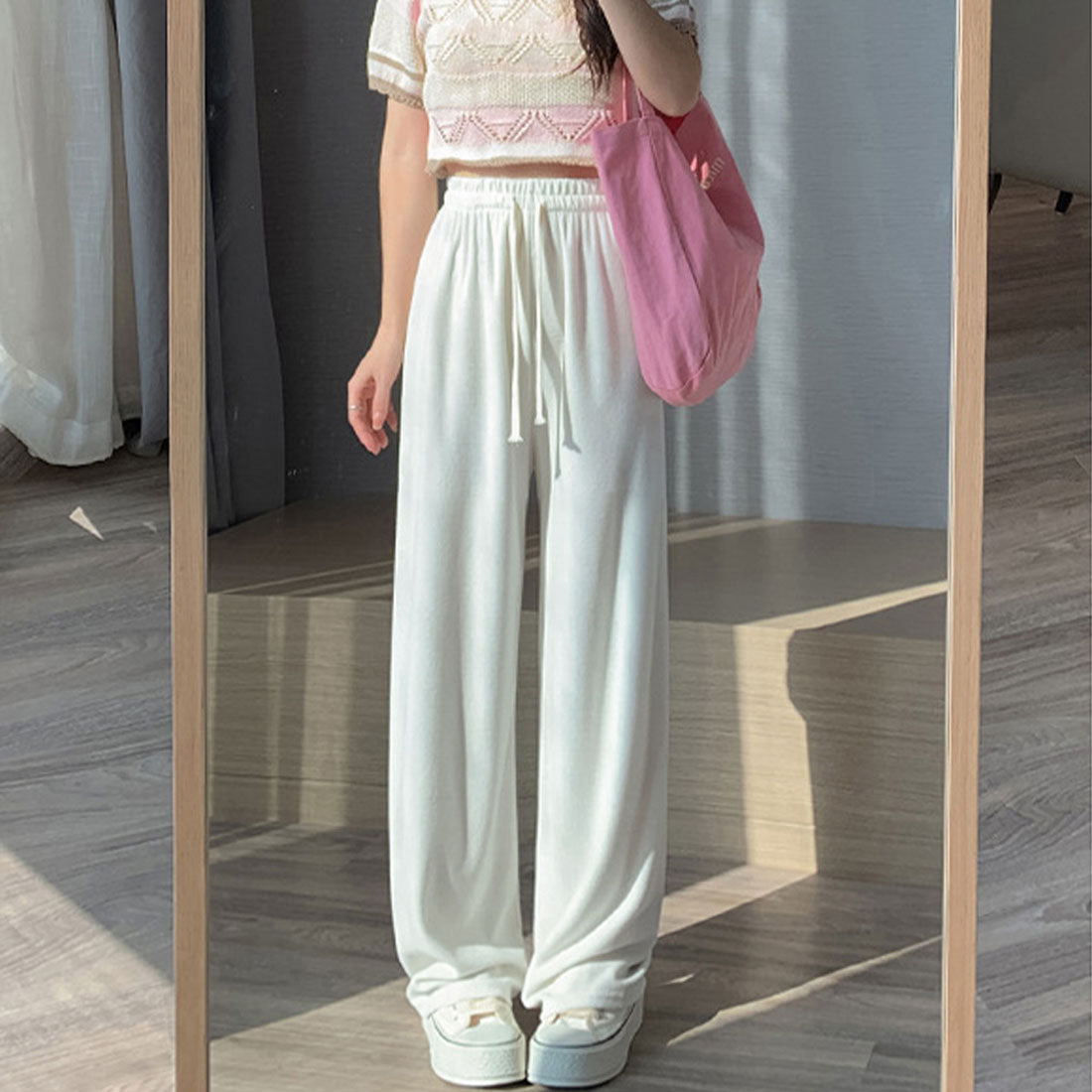 セミワイドパンツ 秋冬ルームウェア 韓国
