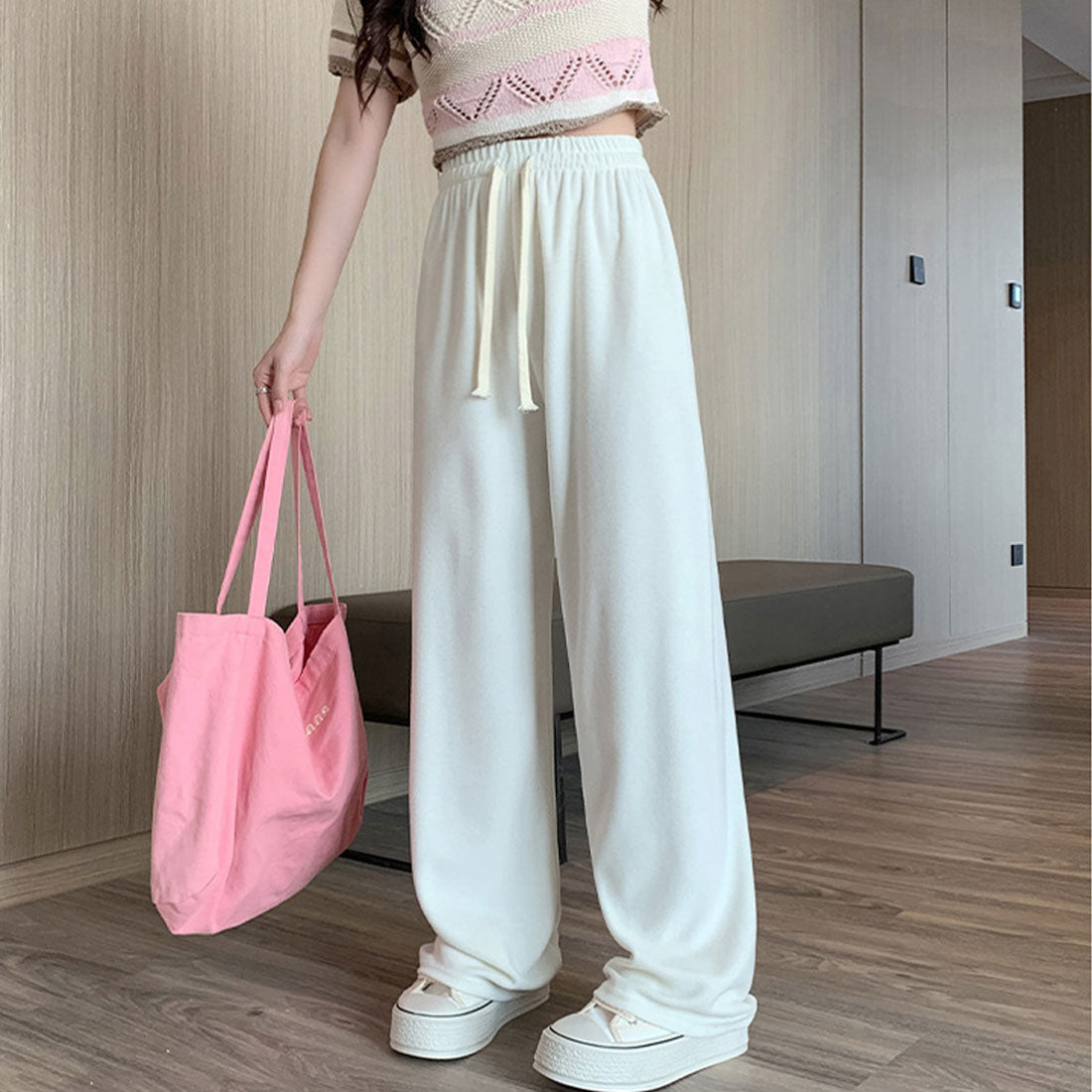 セミワイドパンツ 秋冬ルームウェア 韓国