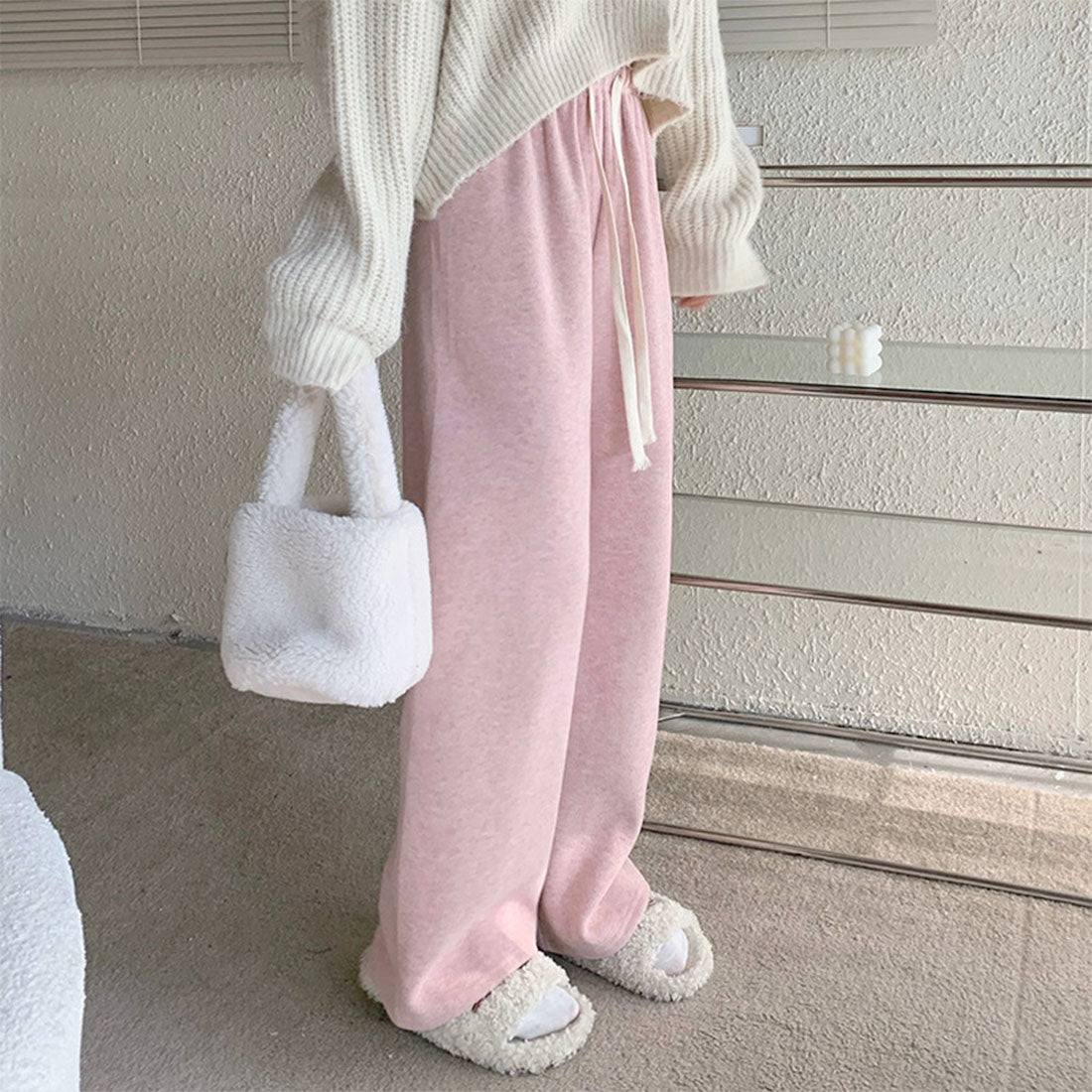 セミワイドパンツ 秋冬ルームウェア 韓国
