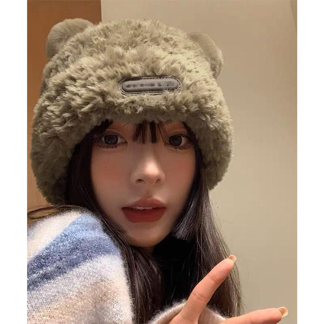 Bear ear hat boa hat Korean warm hat