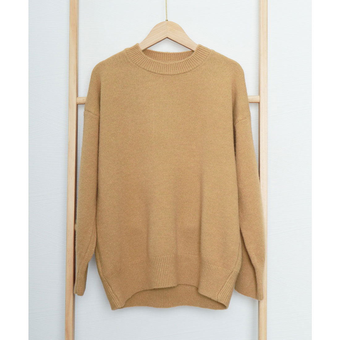 ニットセーター カラーニット 長袖 秋冬,キャメルベージュ