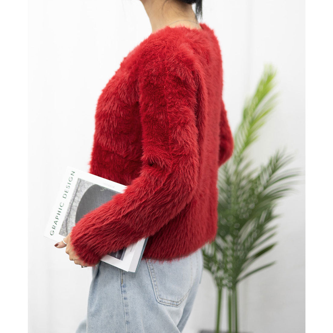 ミンクタッチカーディガン モヘアセーター アイボリー