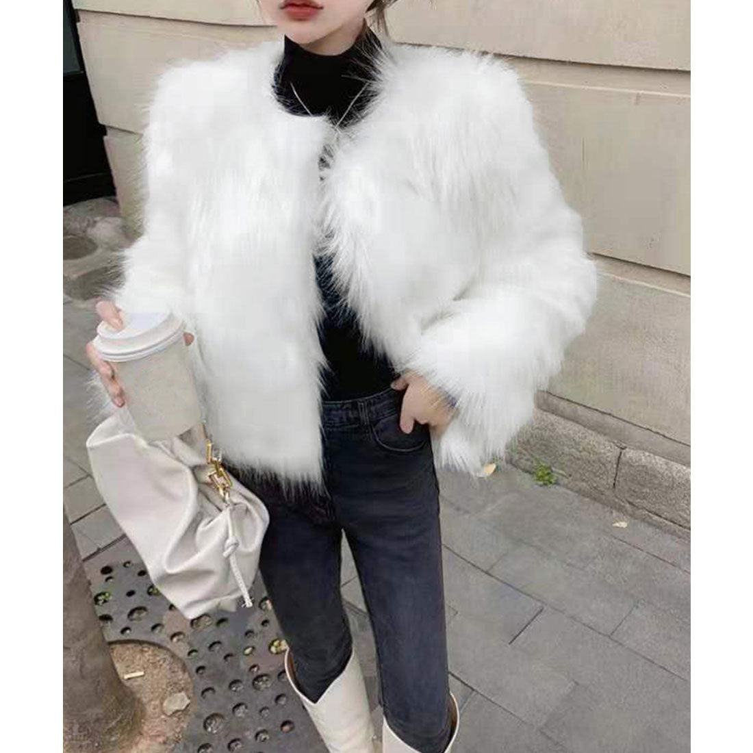 エコファーコート ファージャケット 冬服 ホワイト