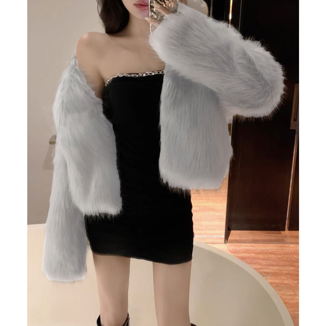 エコファーコート ファージャケット 冬服 グレー