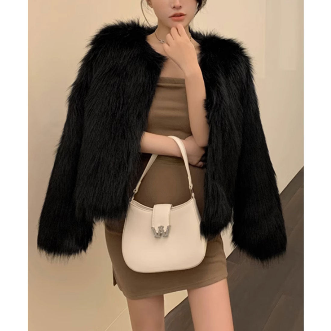 エコファーコート ファージャケット 冬服 ブラック