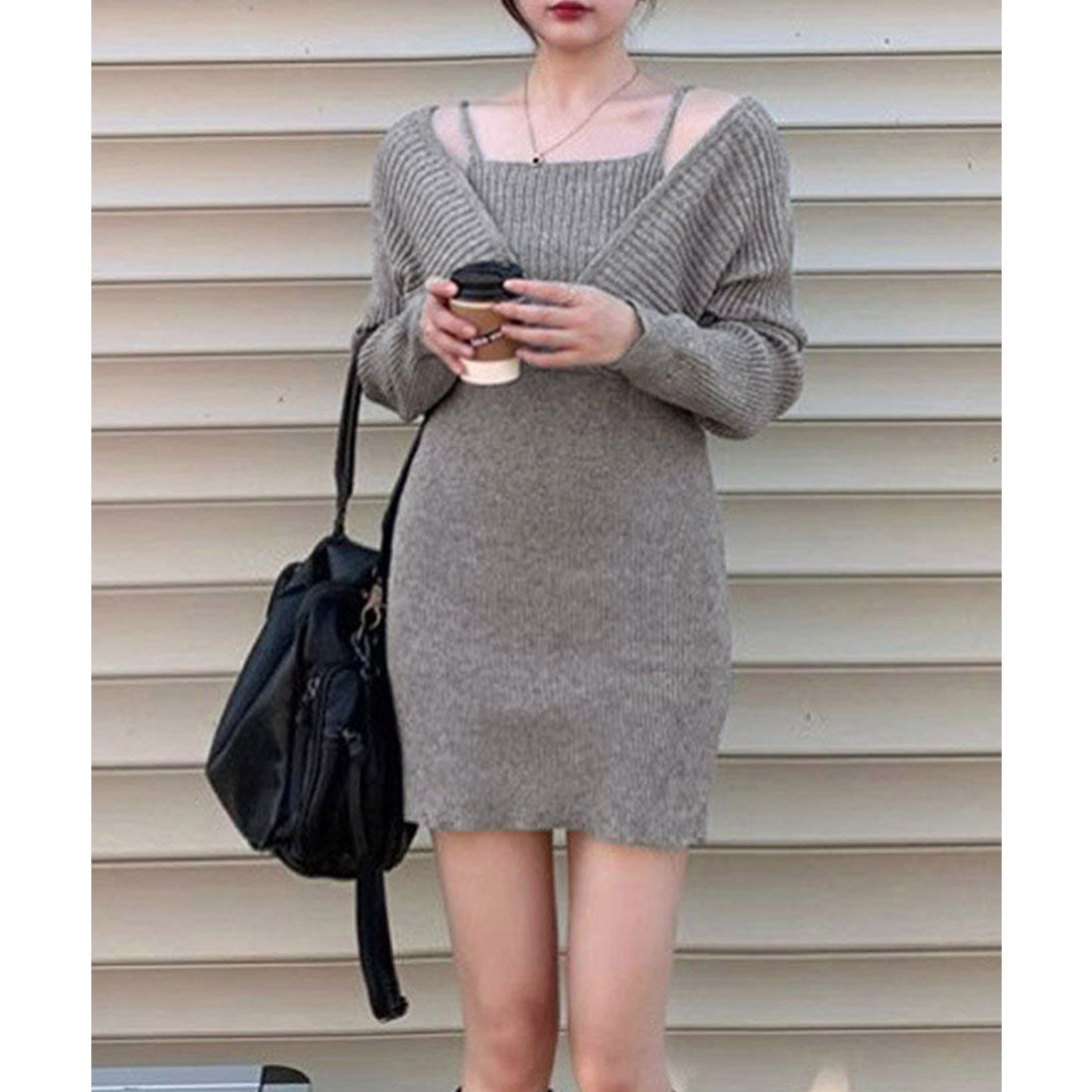 ミニミニストア miniministore カシュクールニットワンピース ミニワンピ （ブラック） ブラック