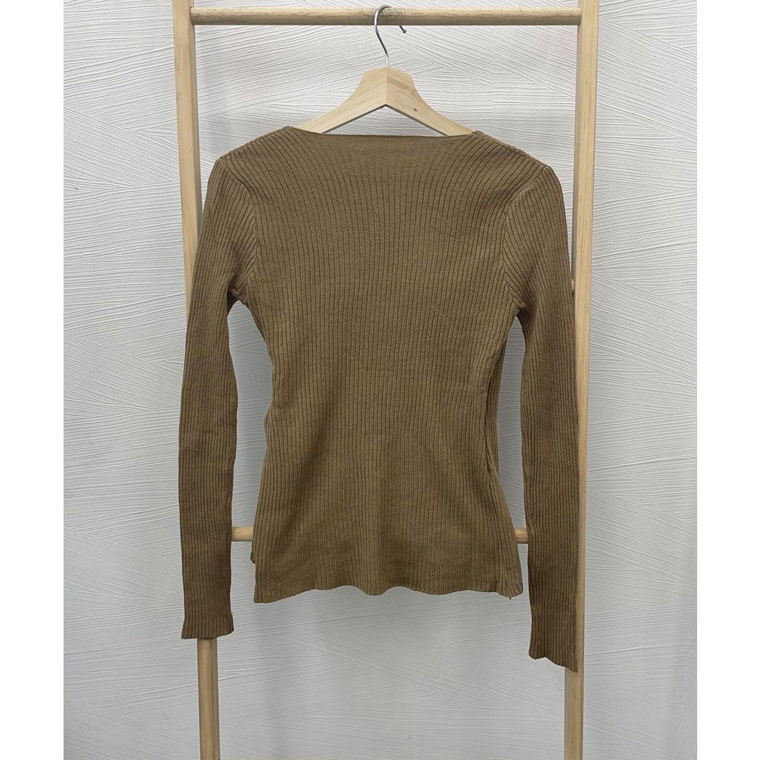 リブニット カシュクール風ニットトップス
