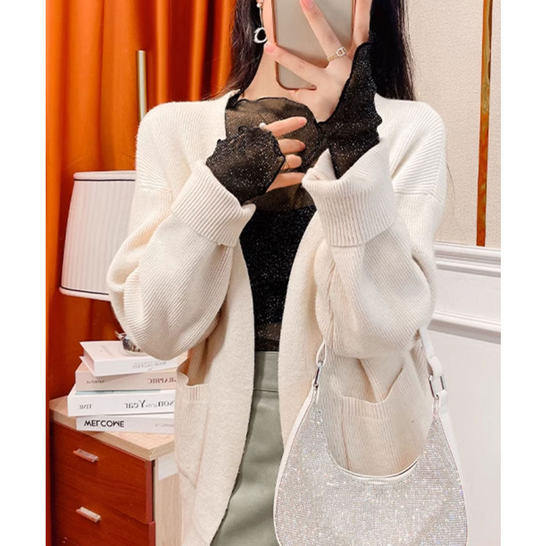 ラメ入り シースルートップス セクシー