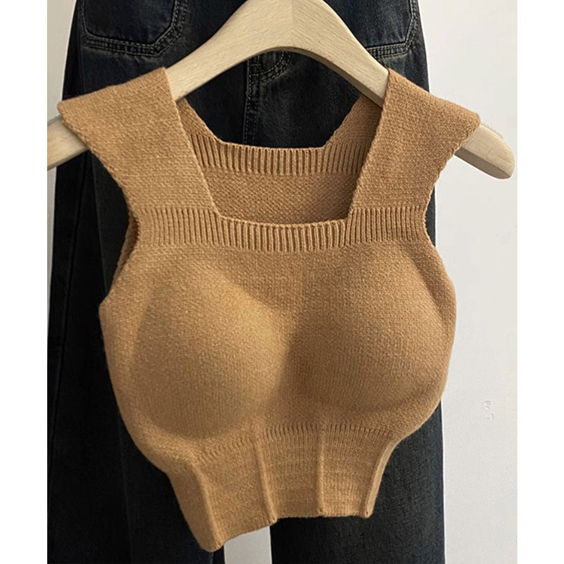 miniministore Short Length Knit Tank Top with Cups