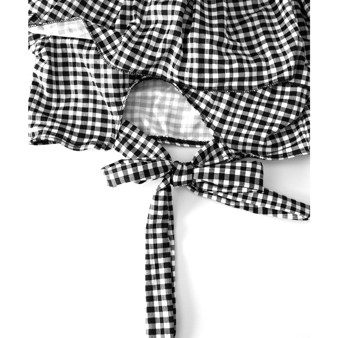 ミニミニストア miniministore 水着 オフショルダーチェック柄水着韓国風 【返品不可商品】