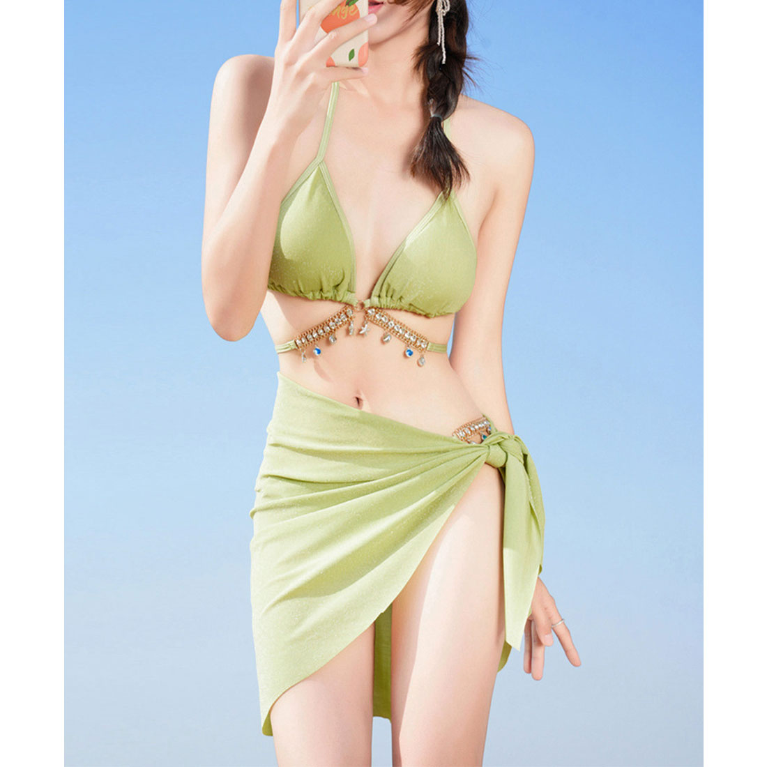 ビキニ セクシー水着3点セットレディース ブルー