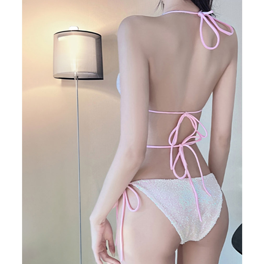 ミニミニストア miniministore ビキニ水着3点セット ビジュー付き水着 【返品不可商品】 （スモークピンク） スモークピンク