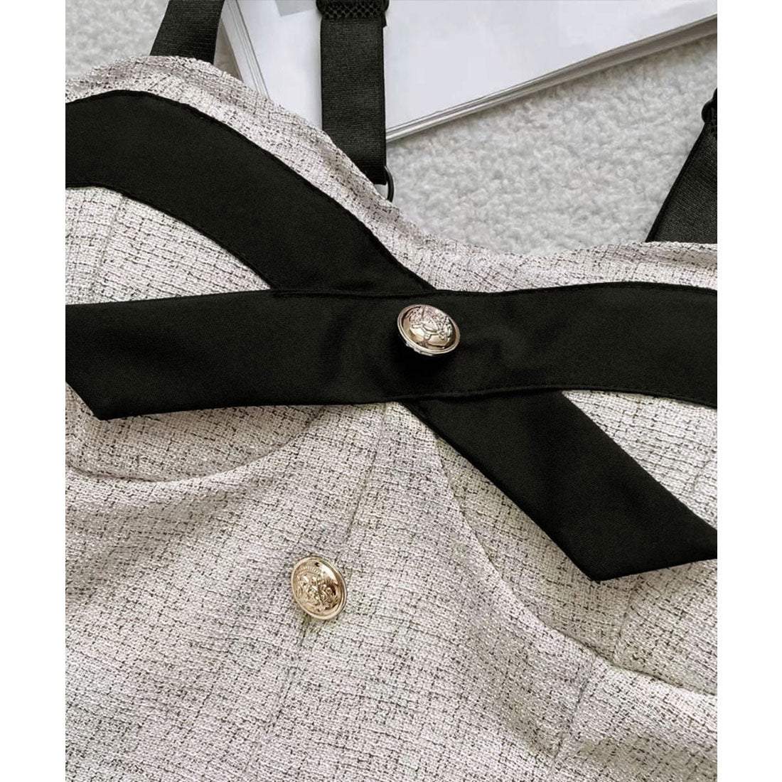 miniministore miniministore 正面按鈕配色 緞帶吊帶衫 韓式