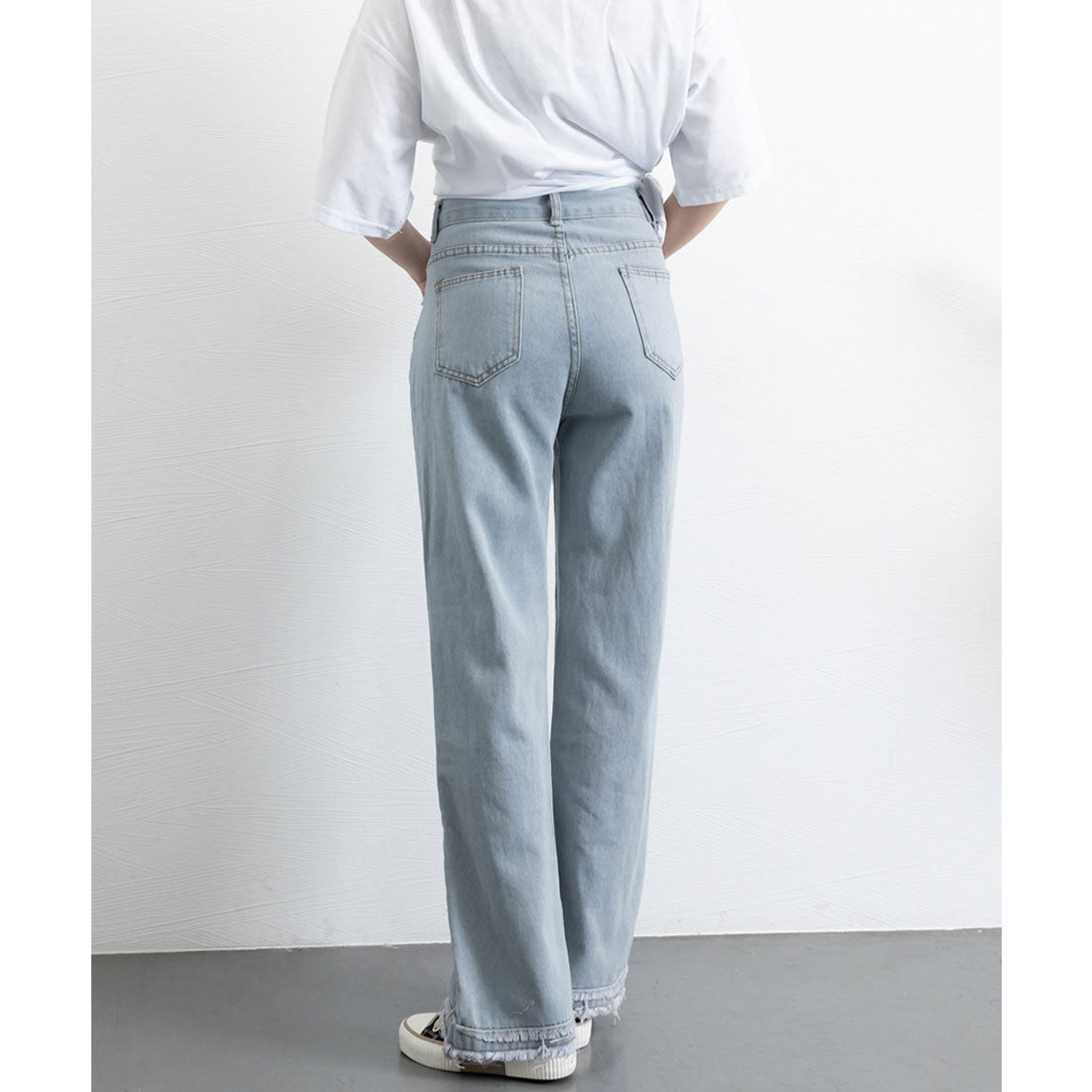 ミニミニストア miniministore フリンジ デニムパンツ ハイウエスト美脚