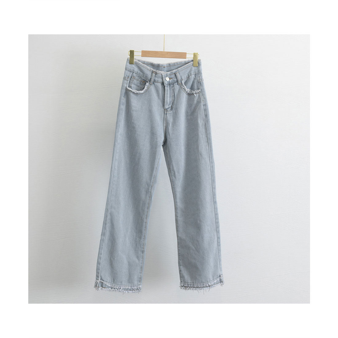 ミニミニストア miniministore フリンジ デニムパンツ ハイウエスト美脚