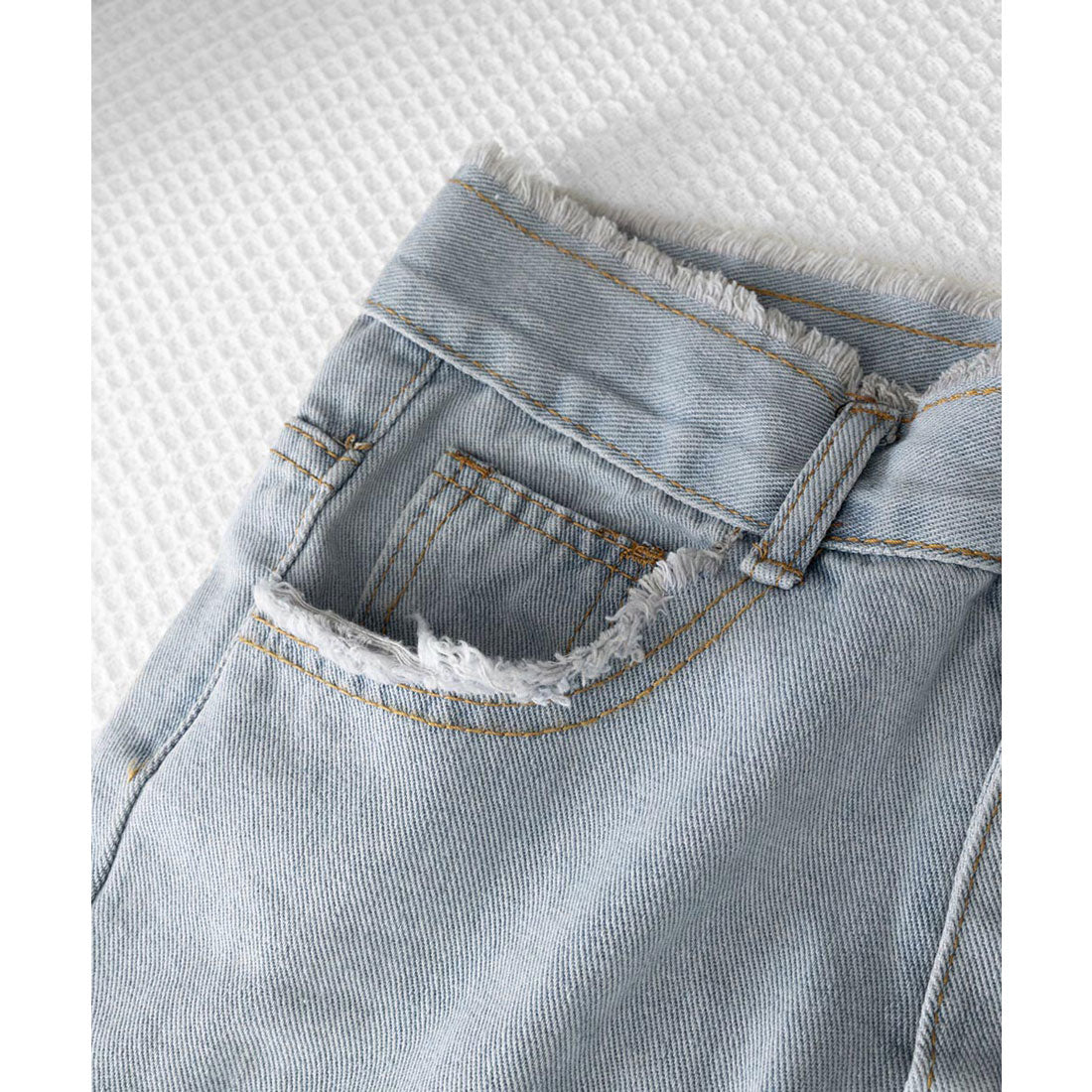 ミニミニストア miniministore フリンジ デニムパンツ ハイウエスト美脚