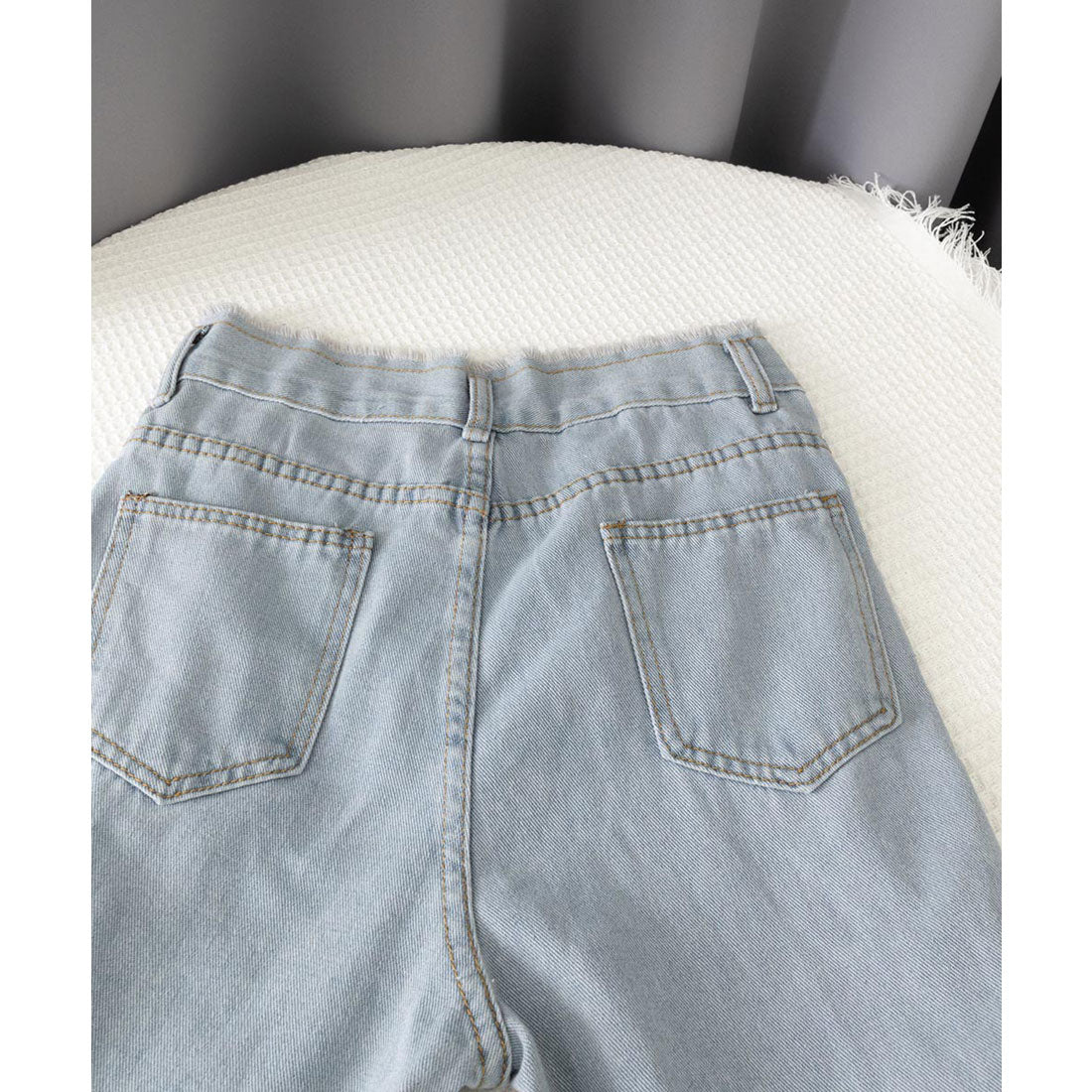 ミニミニストア miniministore フリンジ デニムパンツ ハイウエスト美脚