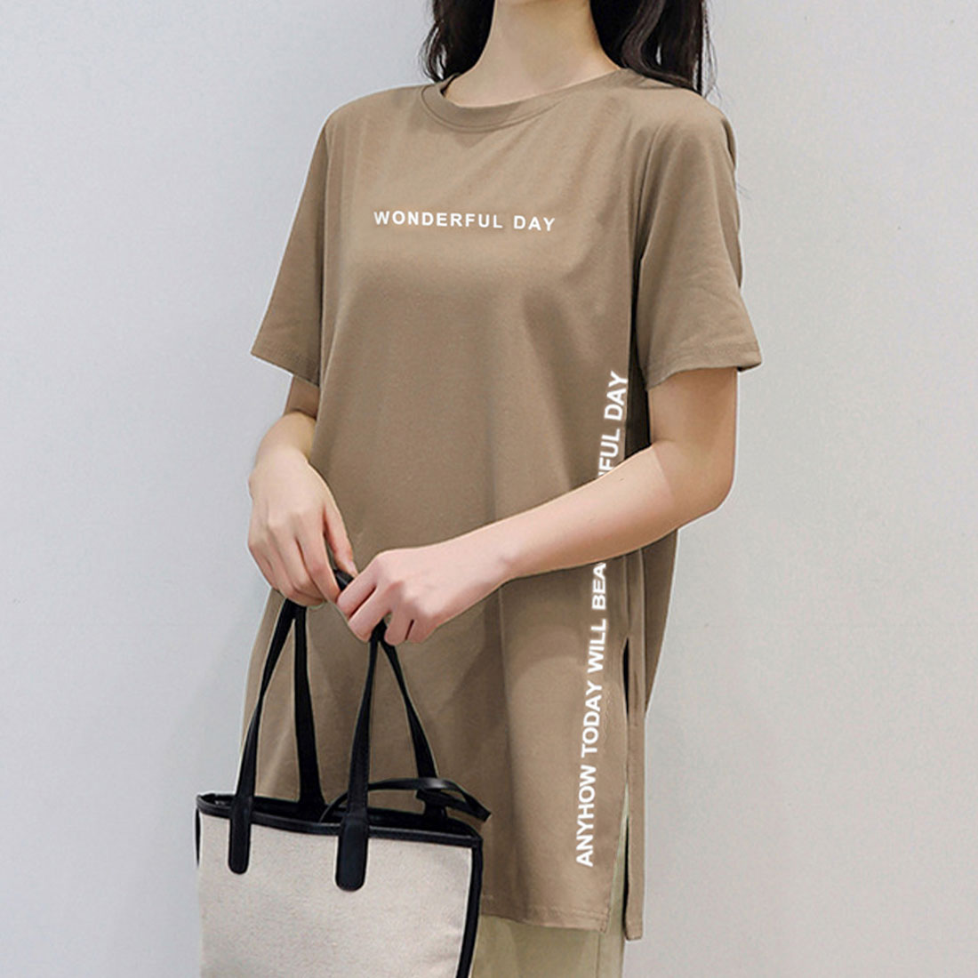 ロゴtシャツ レディース 半袖カジュアル,モカ