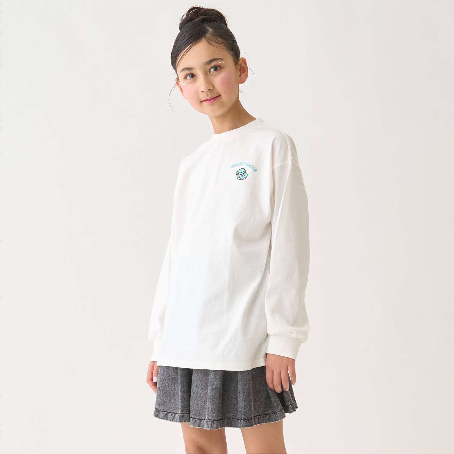ミニマル minimal 【綿100%】【防汚】ドーナツフォトプリント長袖Tシャツ （ラベンダー） ラベンダー