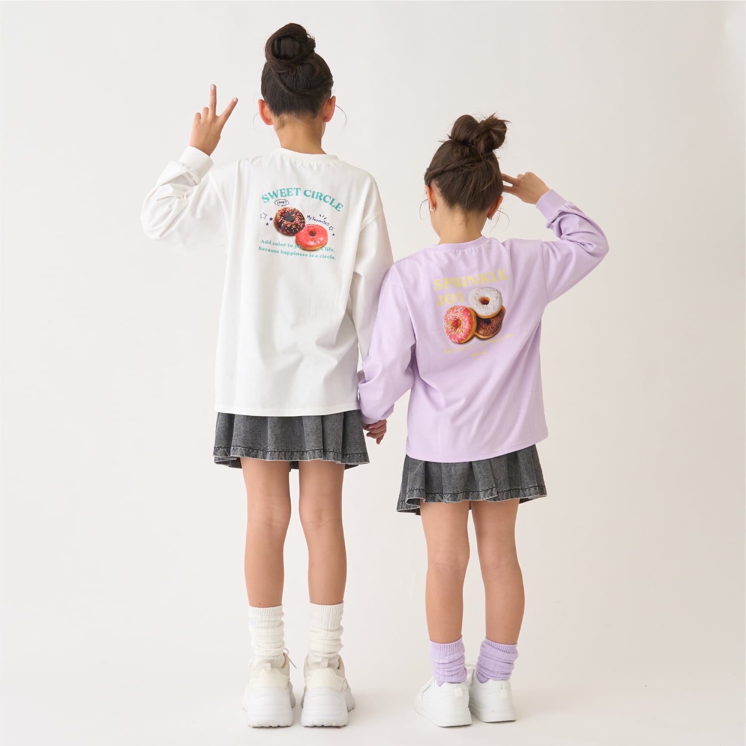 ミニマル minimal 【綿100%】【防汚】ドーナツフォトプリント長袖Tシャツ （ラベンダー） ラベンダー