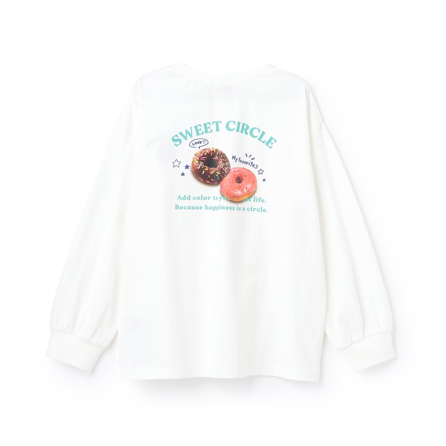 ミニマル minimal 【綿100%】【防汚】ドーナツフォトプリント長袖Tシャツ （ラベンダー） ラベンダー