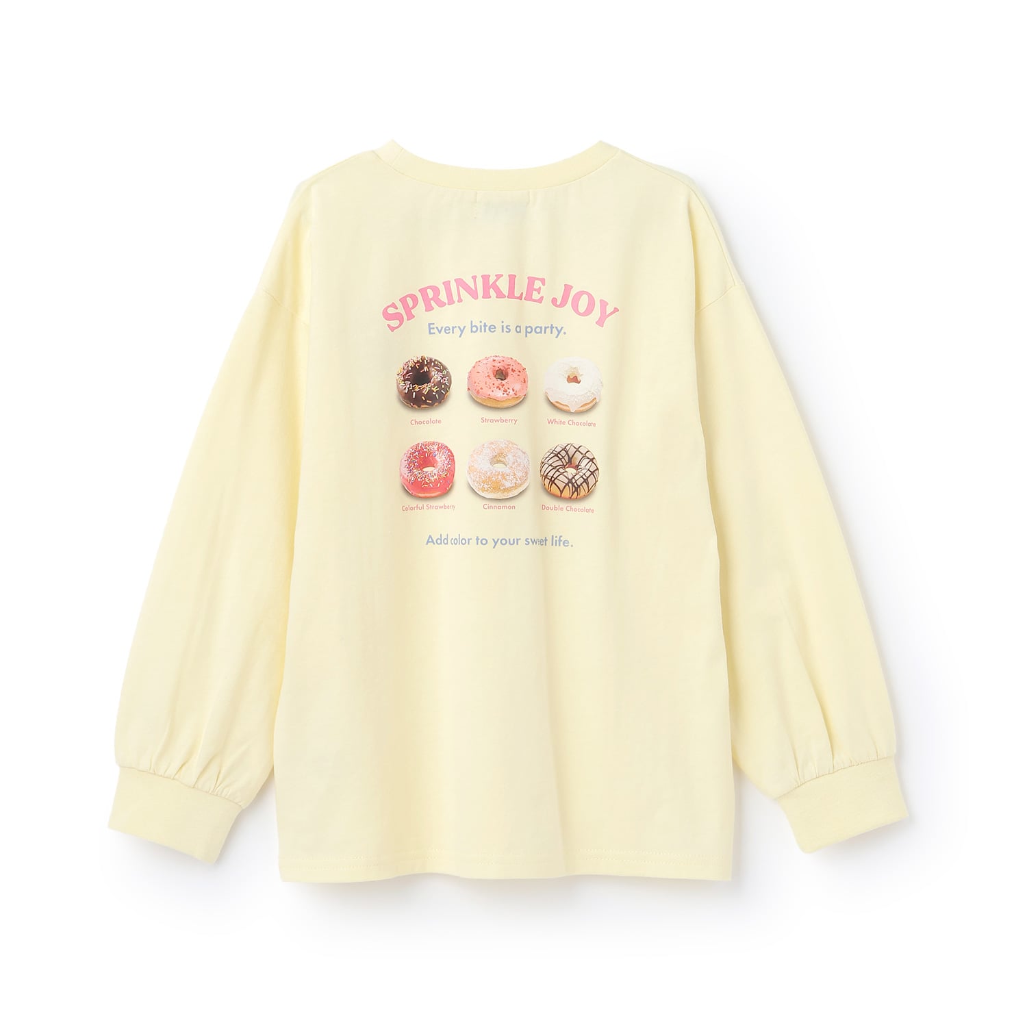 ミニマル minimal 【綿100%】【防汚】ドーナツフォトプリント長袖Tシャツ （ラベンダー） ラベンダー
