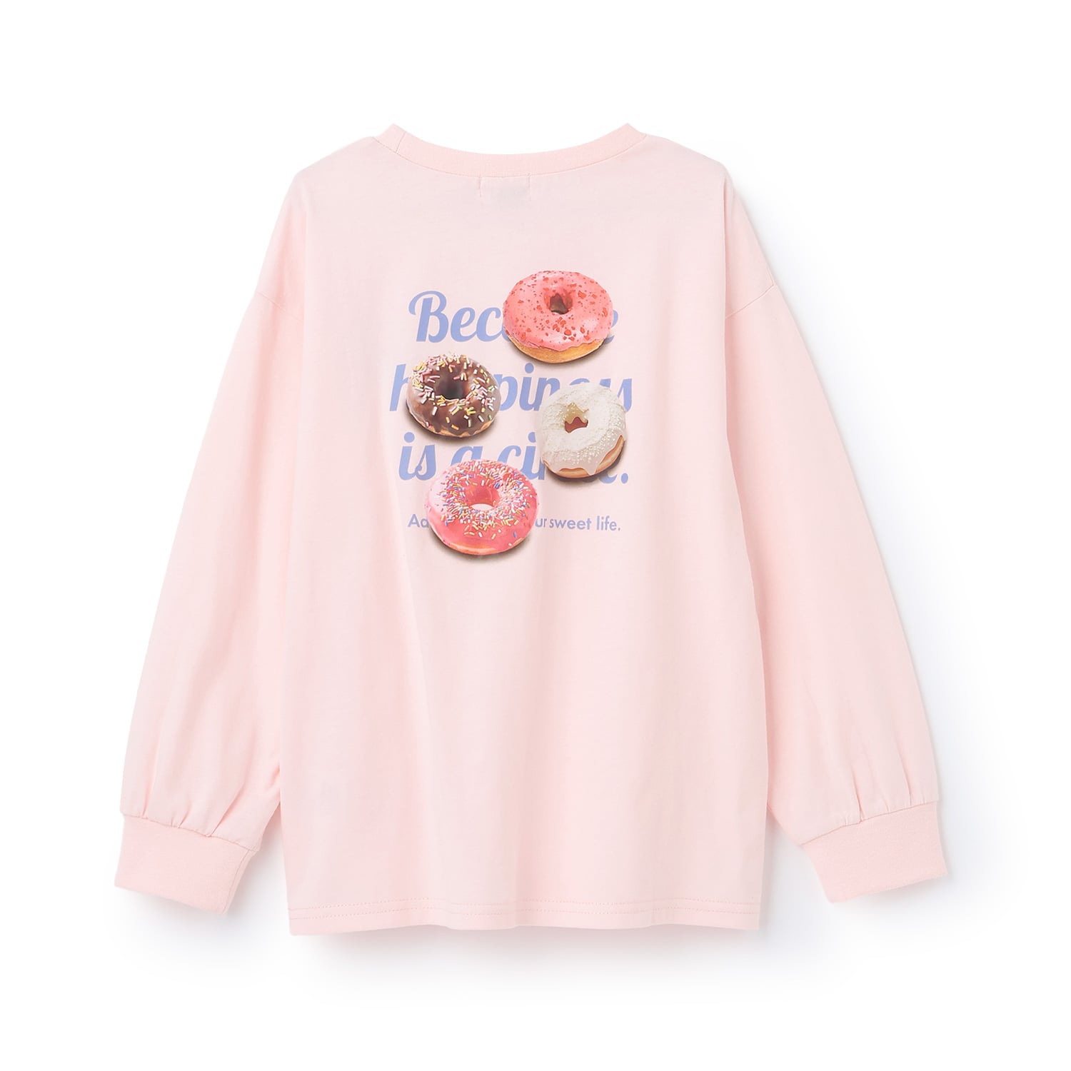 ミニマル minimal 【綿100%】【防汚】ドーナツフォトプリント長袖Tシャツ （ラベンダー） ラベンダー