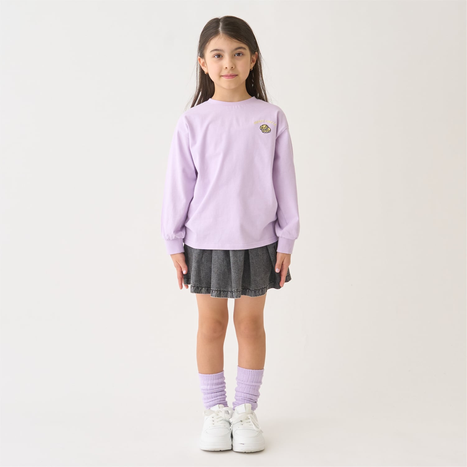 ミニマル minimal 【綿100%】【防汚】ドーナツフォトプリント長袖Tシャツ （ラベンダー） ラベンダー