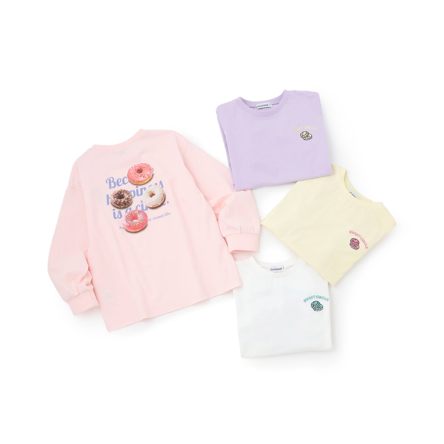 ミニマル minimal 【綿100%】【防汚】ドーナツフォトプリント長袖Tシャツ （ラベンダー） ラベンダー