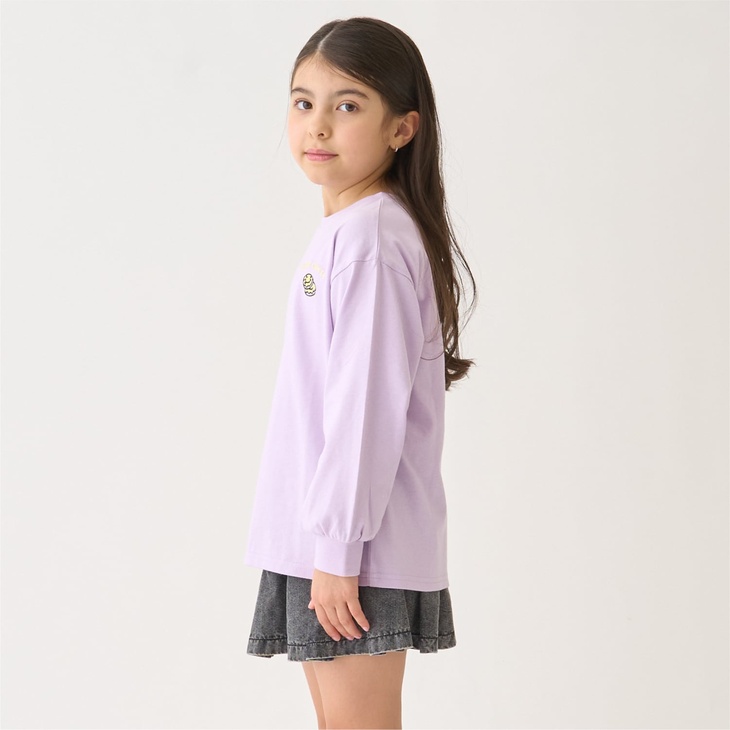 ミニマル minimal 【綿100%】【防汚】ドーナツフォトプリント長袖Tシャツ （ラベンダー） ラベンダー