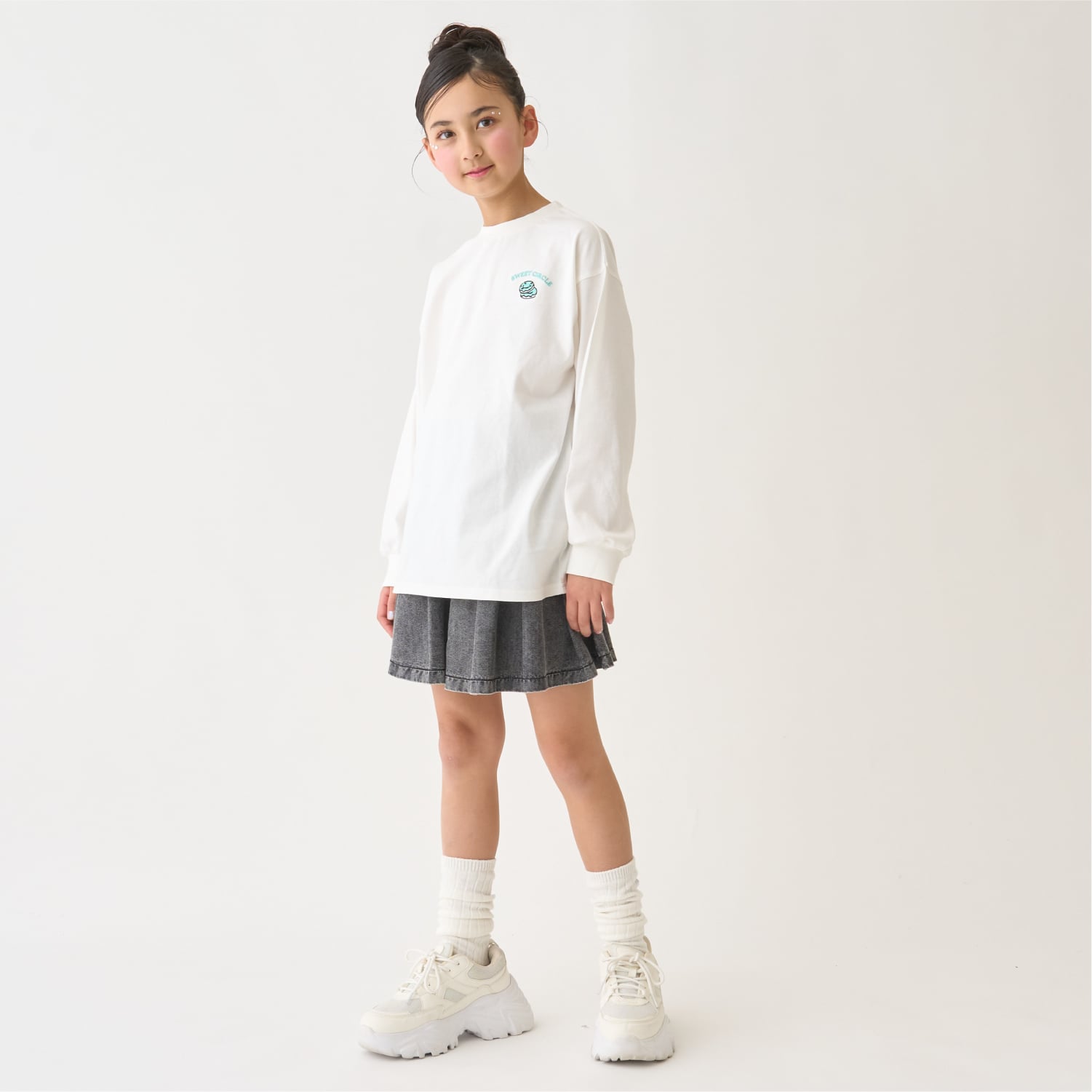 ミニマル minimal 【綿100%】【防汚】ドーナツフォトプリント長袖Tシャツ （ラベンダー） ラベンダー